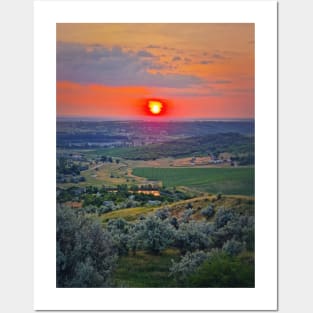 Red summer sunset Posters and Art